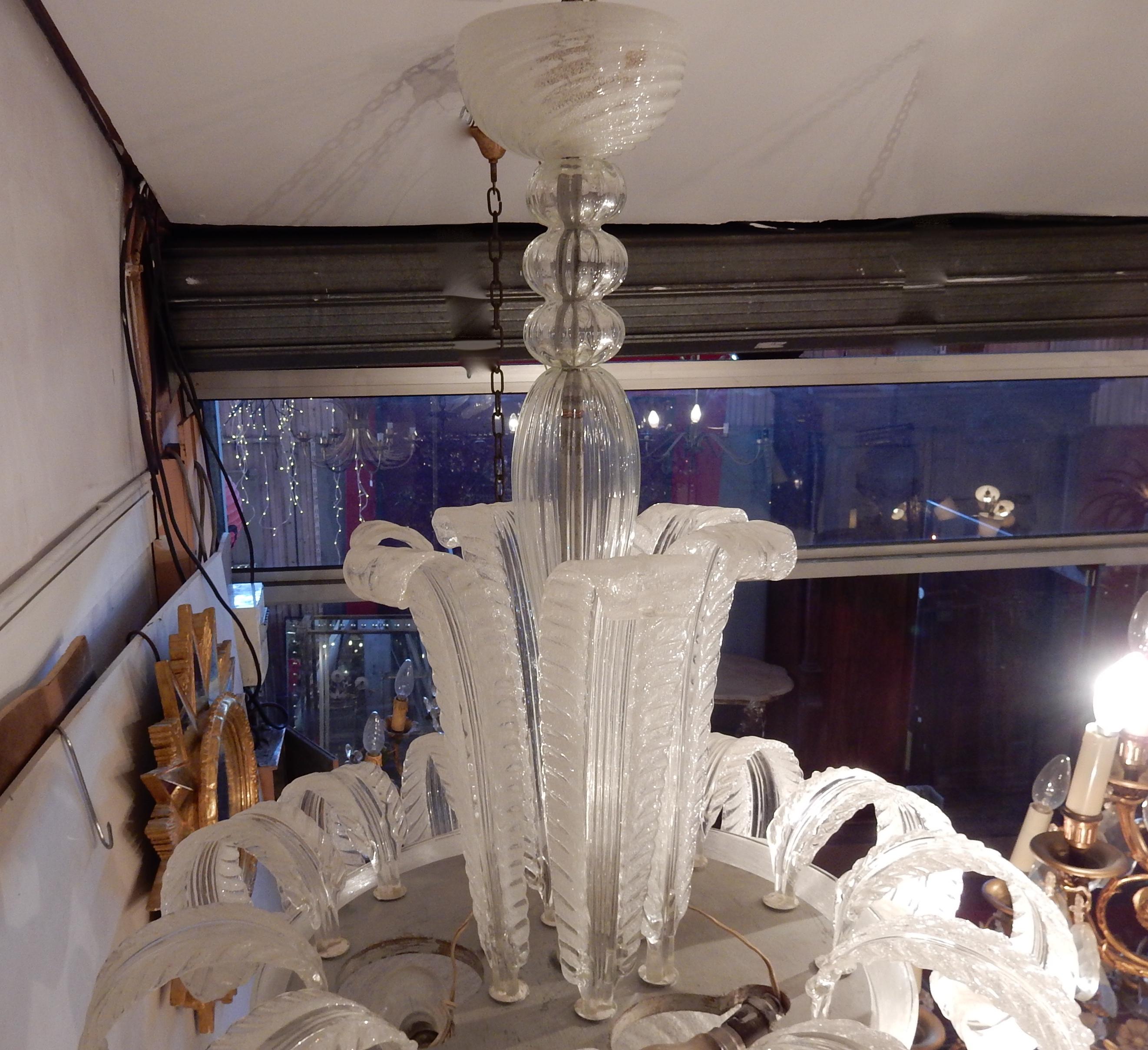 Forged 1950-1970 Chandelier Barovier y Toso Model Jet of Water to Murano For Sale