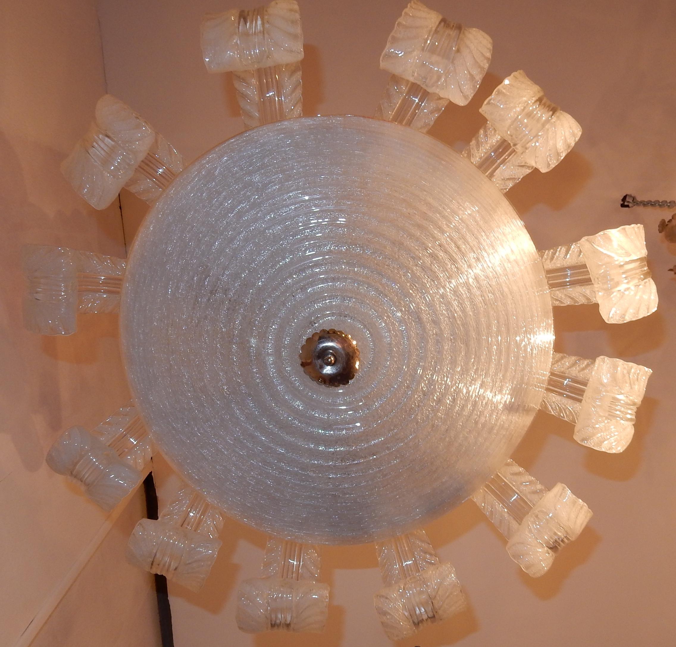 20th Century 1950-1970 Chandelier Barovier y Toso Model Jet of Water to Murano For Sale