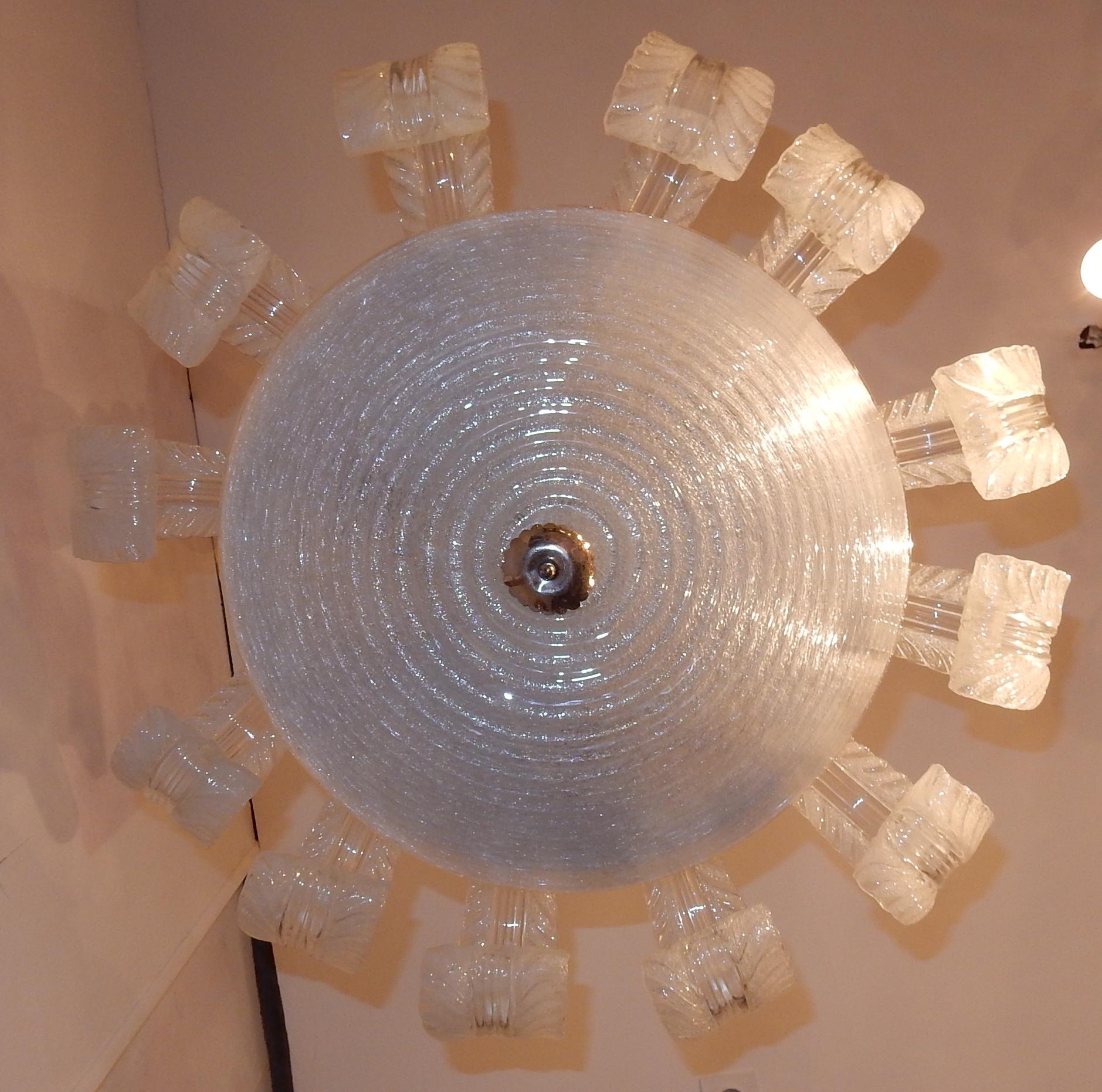 Crystal 1950-1970 Chandelier Barovier y Toso Model Jet of Water to Murano For Sale