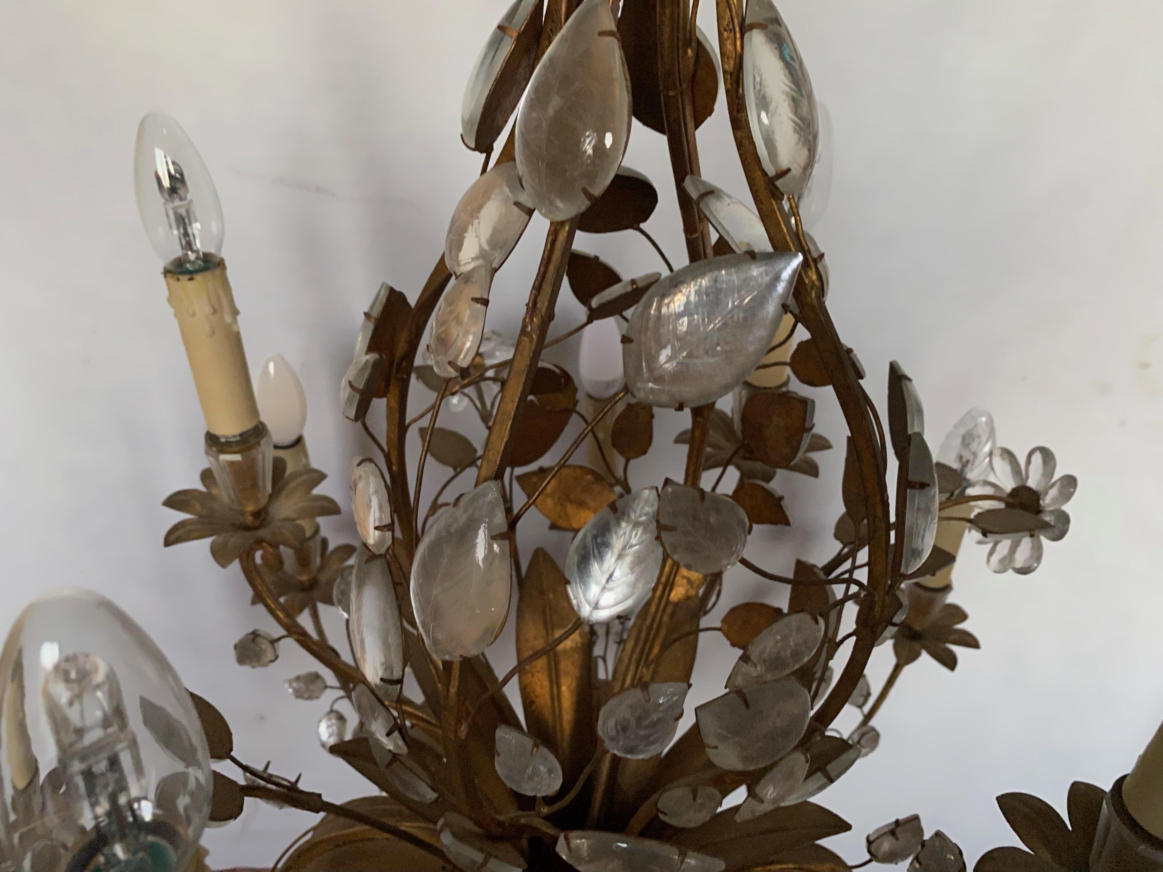 Chandelier Maison Baguès Foliage and Flowers 12 Lights, 1950-1970 For Sale 6