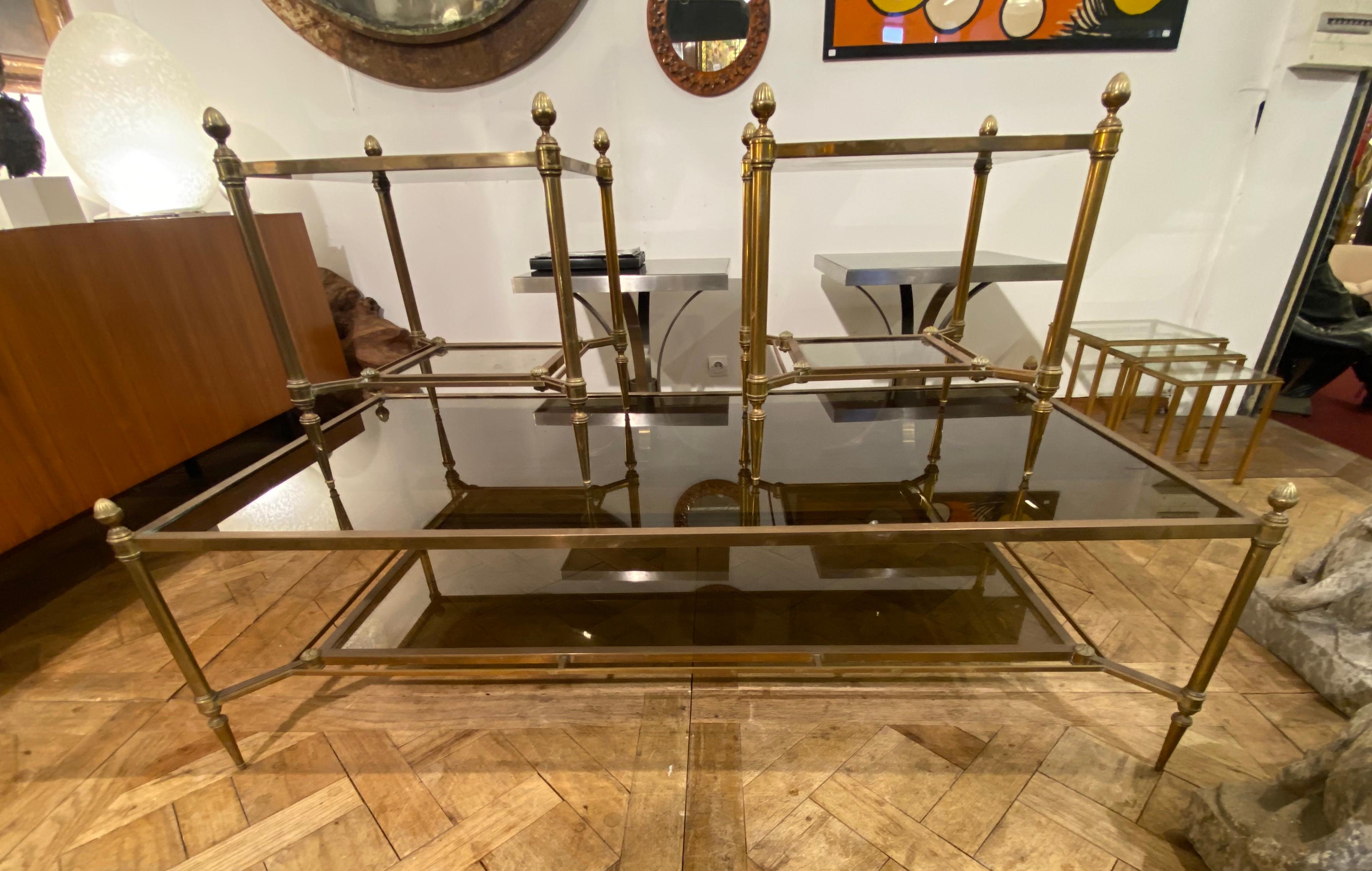 1950-1970 Pair of Side Table Maison Jansen Glazed In Fair Condition For Sale In Paris, FR