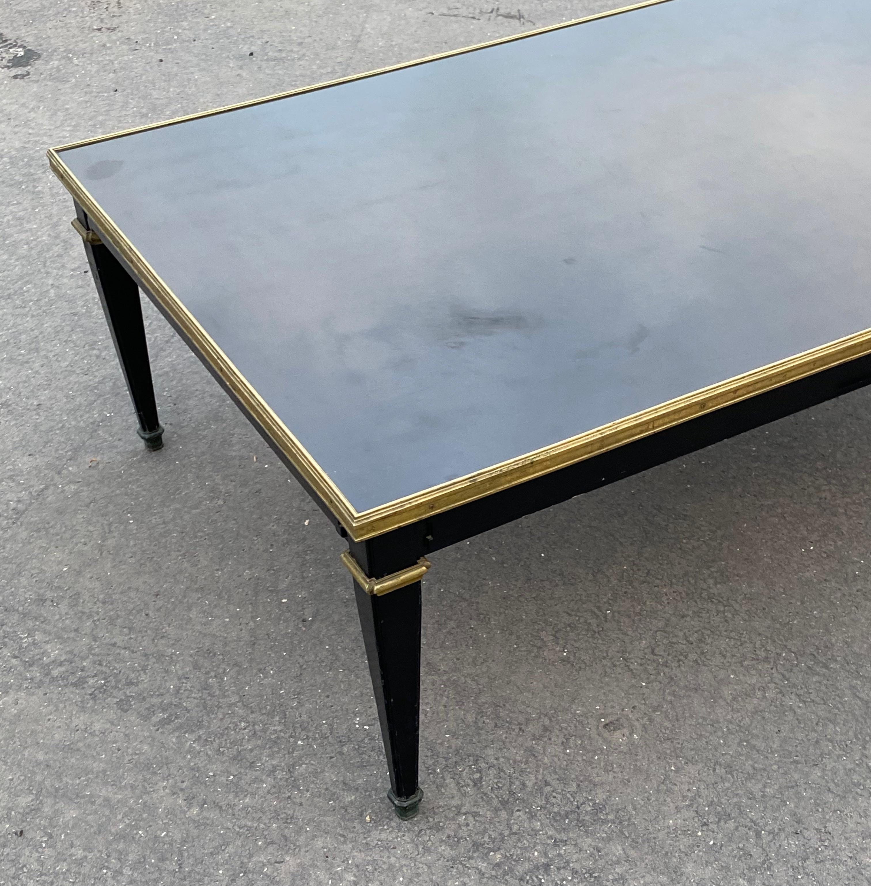 French 1950/70 Coffee Table Wood Lacquered Black Maison Jansen 120 x 80 cm Gerard MILLE