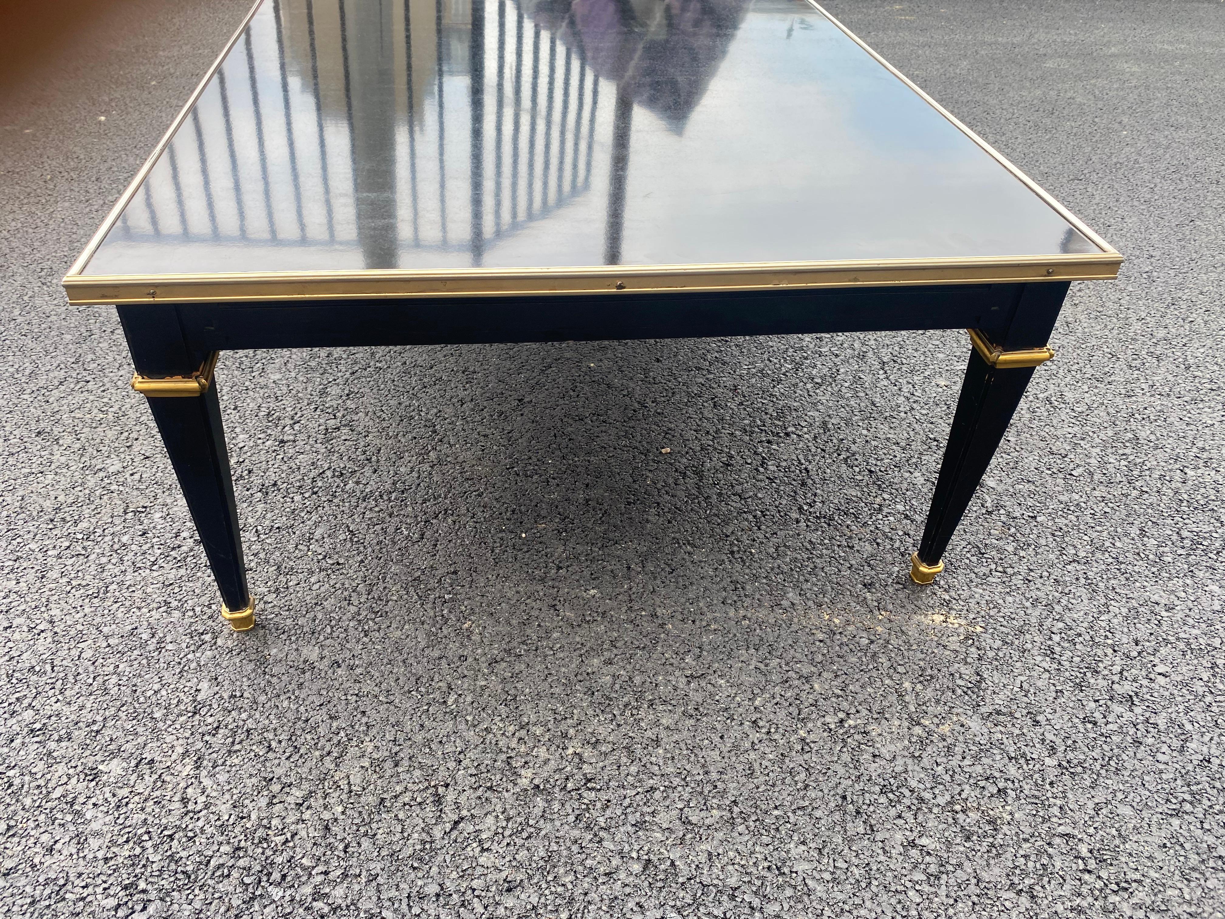 Coffee Table Wood Lacquered Black Maison Jansen by Gerard Mille, 1950/70 For Sale 1