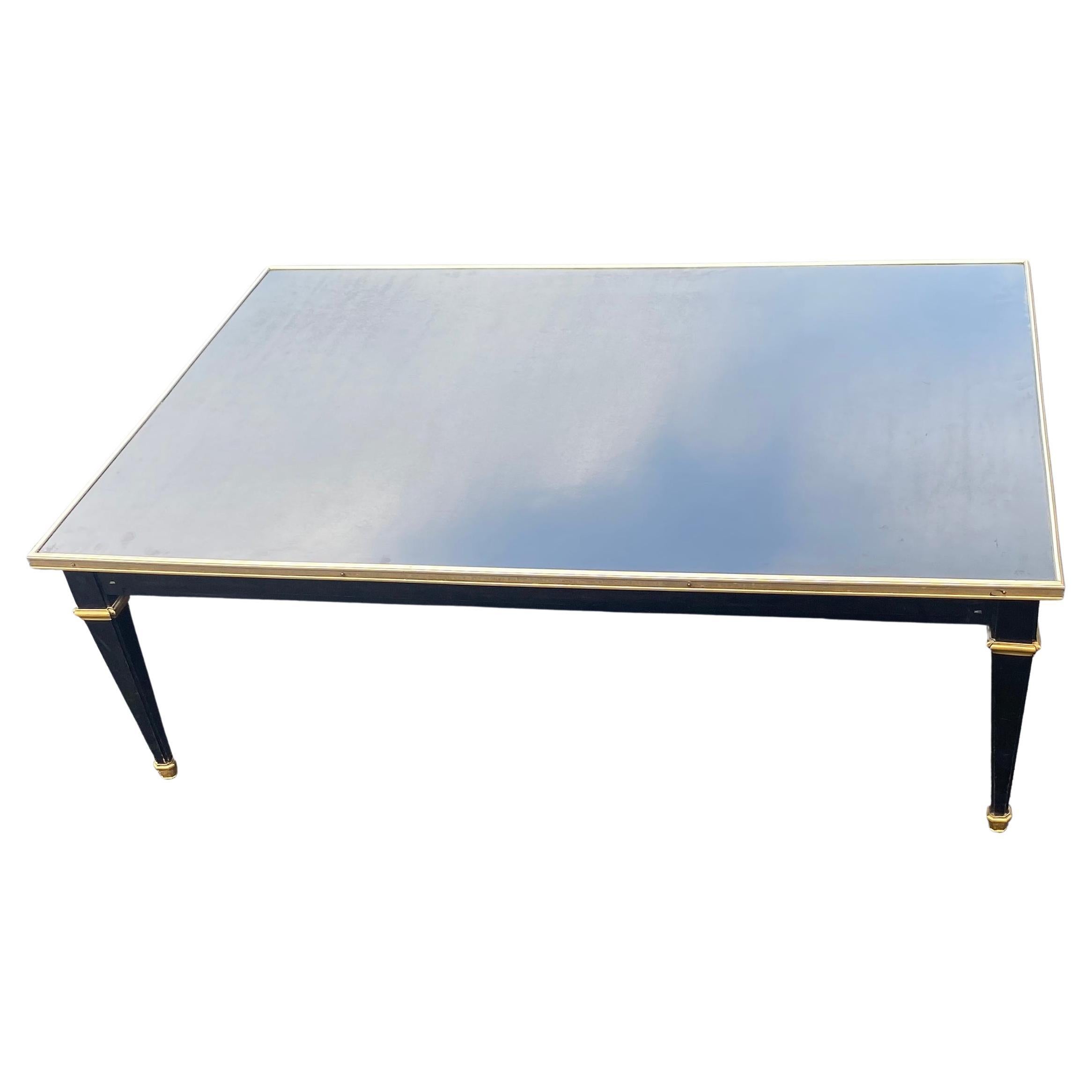 Coffee Table Wood Lacquered Black Maison Jansen by Gerard Mille, 1950/70 For Sale