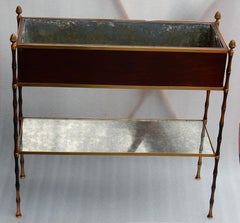 1950-1970 Jardinière Style Baguès Gilt Bronze Bamboo, Mahogany and Zinc Tray