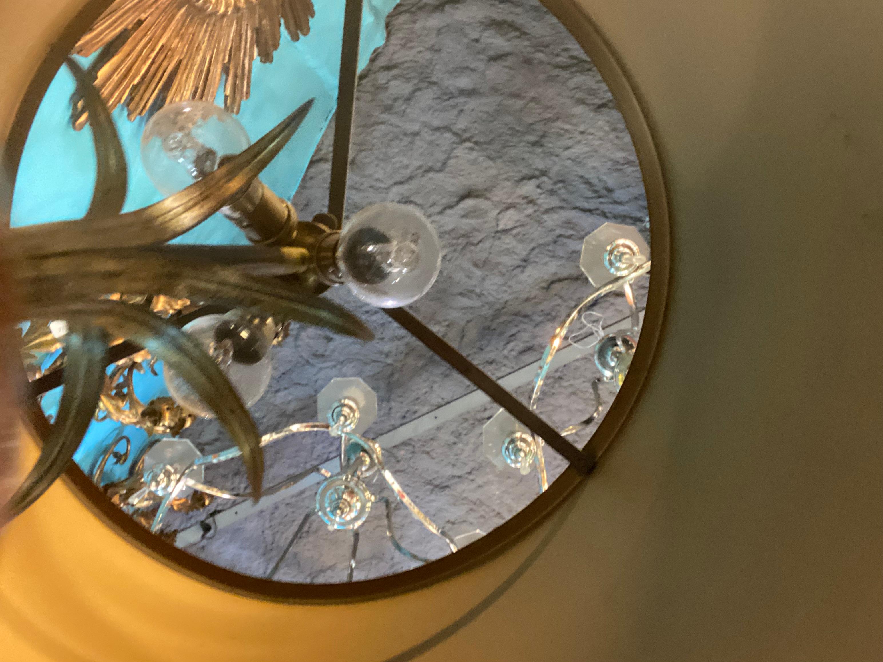 French 1950/70 Pair of Bronze Lamps and Egg Amber Way Signed Charles With Brass Shade For Sale