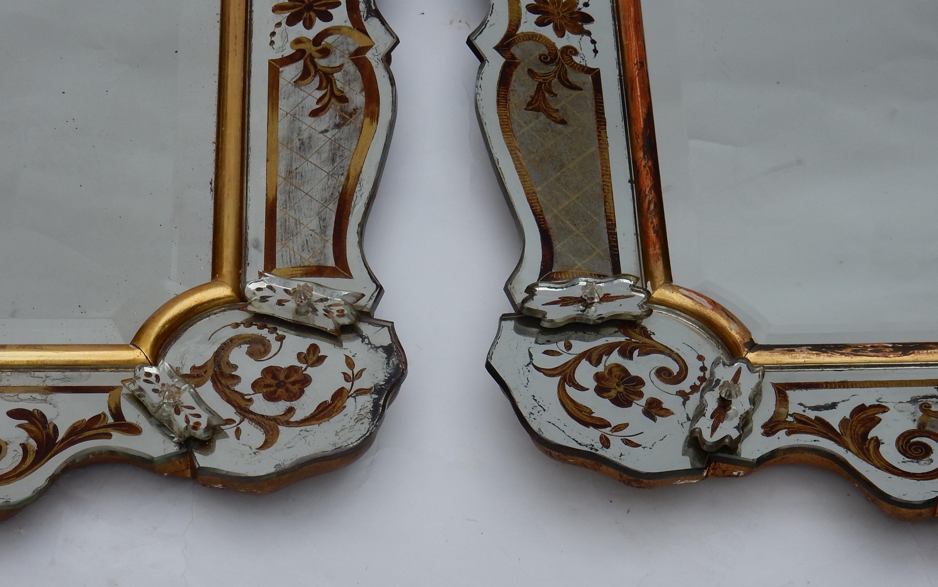 1950-1970 Pair of Mirrors with Decors Eglomised 2