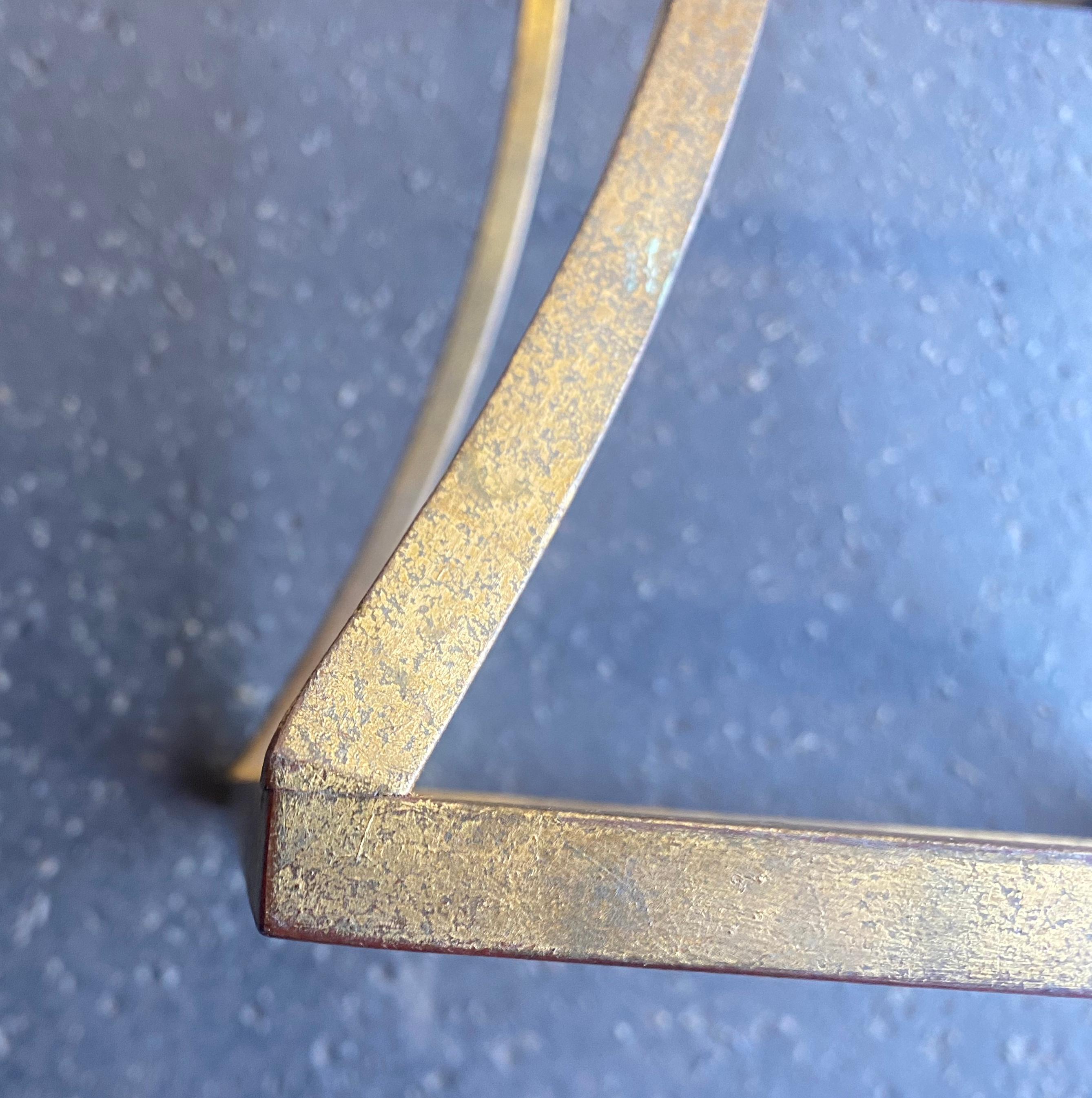 1950/70 Pair of Pedestal Tables in the Style of Roger Thibier in Golden Iron For Sale 7