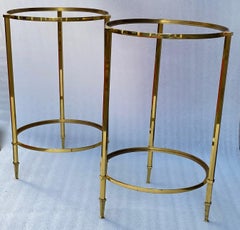 1950/70′ Pair of Round Gilt Bronze Gueridons Maison Ramsay