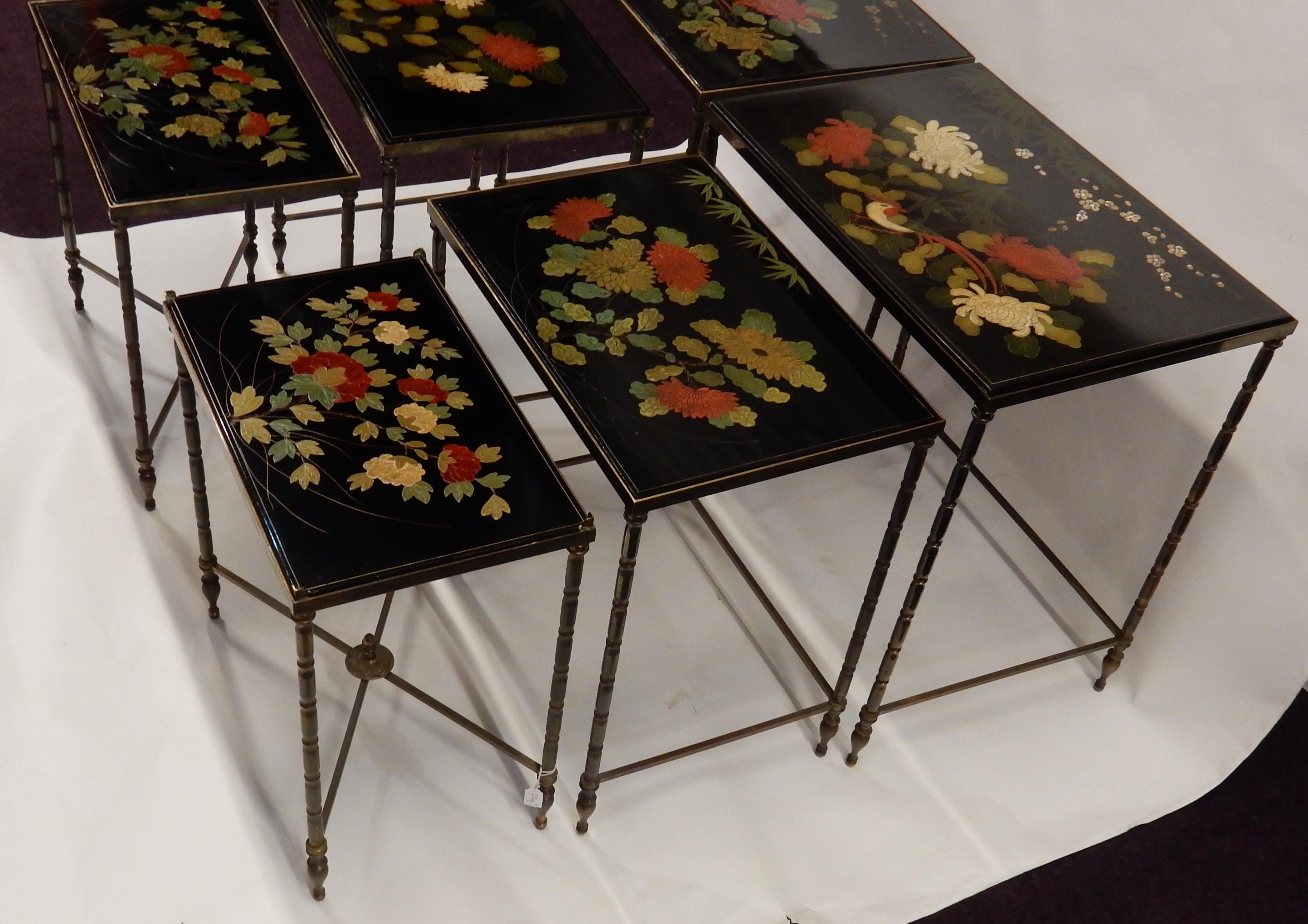 Mid-20th Century 1950-1970 Pair of Series of 3 Nesting Tables For Sale
