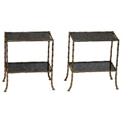 1950-1970 Paire de tables dans le style de la Maison Bagués avec miroirs oxydés anciens