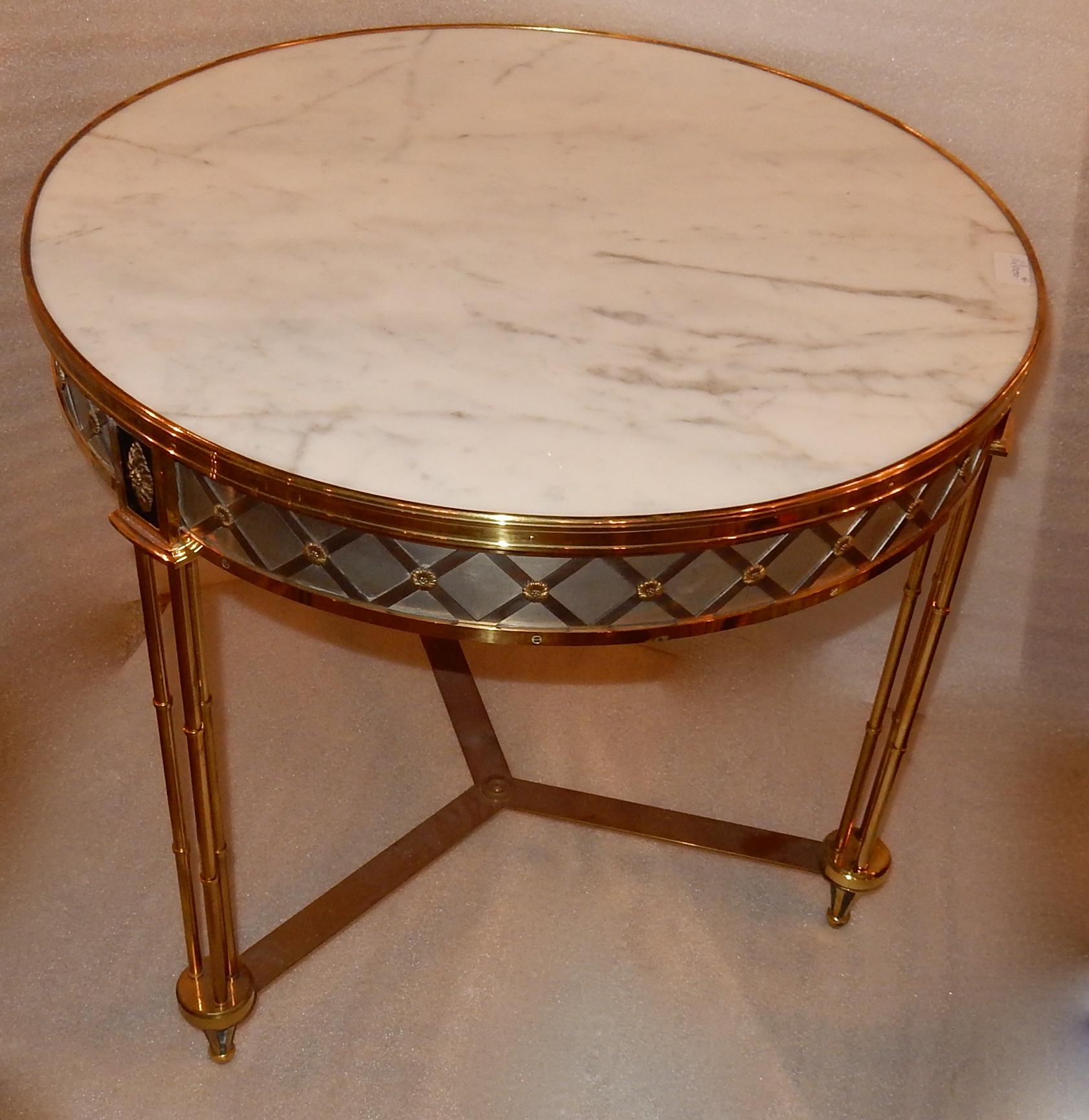 Pedestal Table attributed to Maison Jansen in the Style of Adam Weisweiler For Sale 4