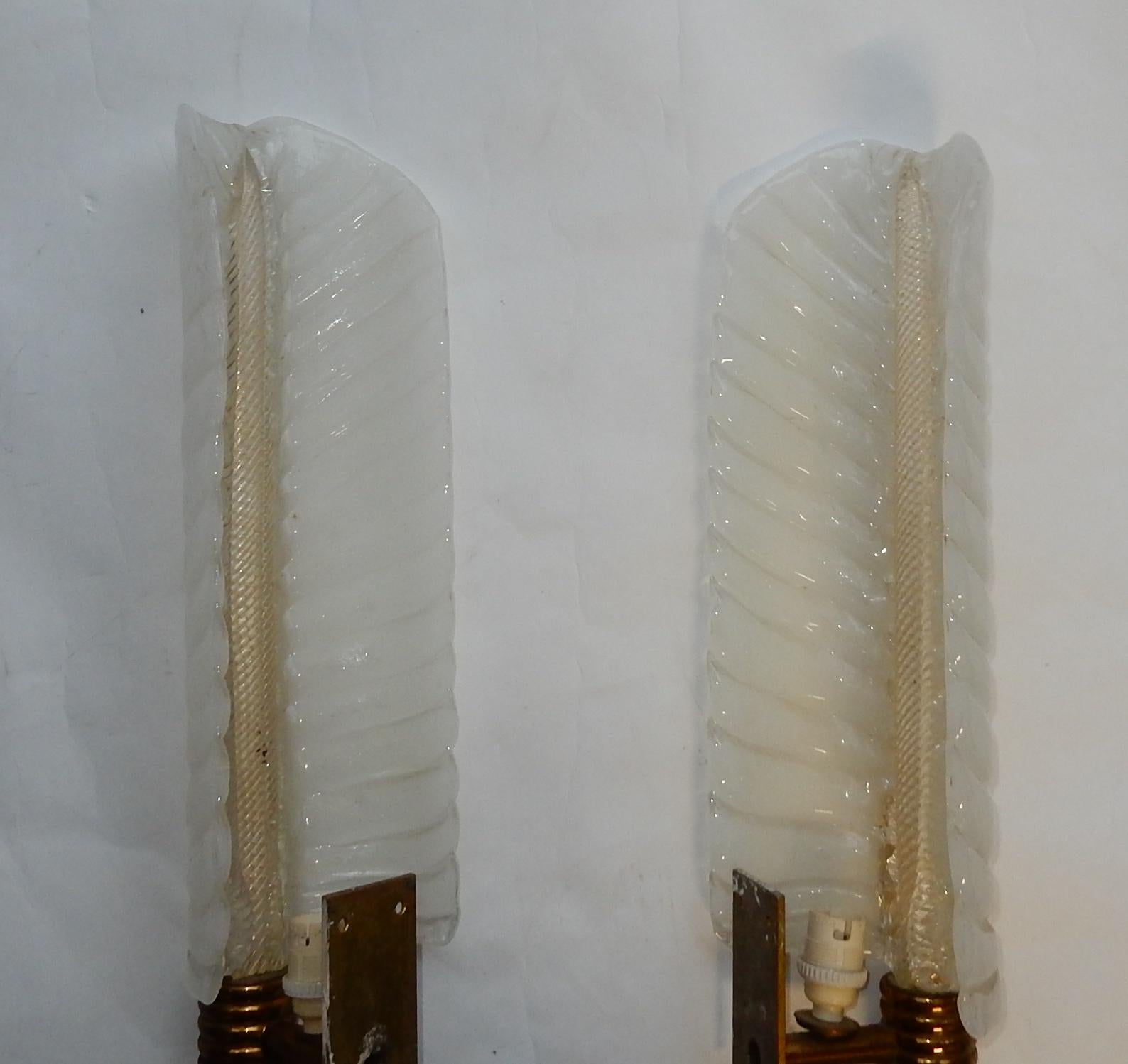 1950-1970 Wall Lamp Pair of Style Barovier i Toso or Veronése for Arbus Murano 2
