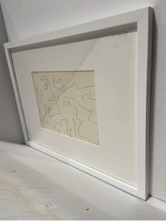 1950 Abstract Geometric Drawing in Pencil on Paper by Eve Clendenin NYC, Framed