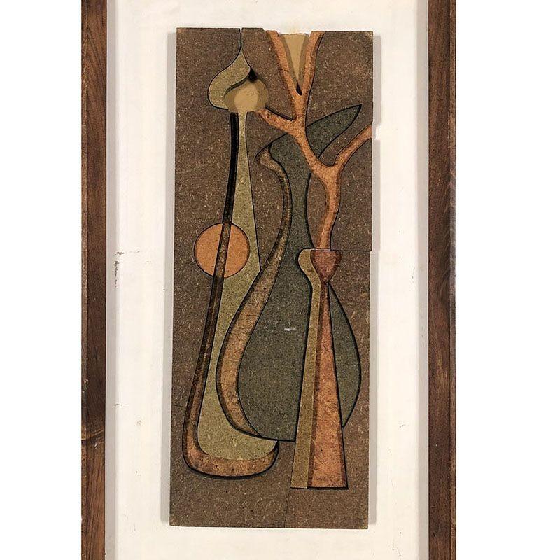 American 1950 Abstract Still Life 3D Fiberboard Art Wall Sculpture, Pair For Sale