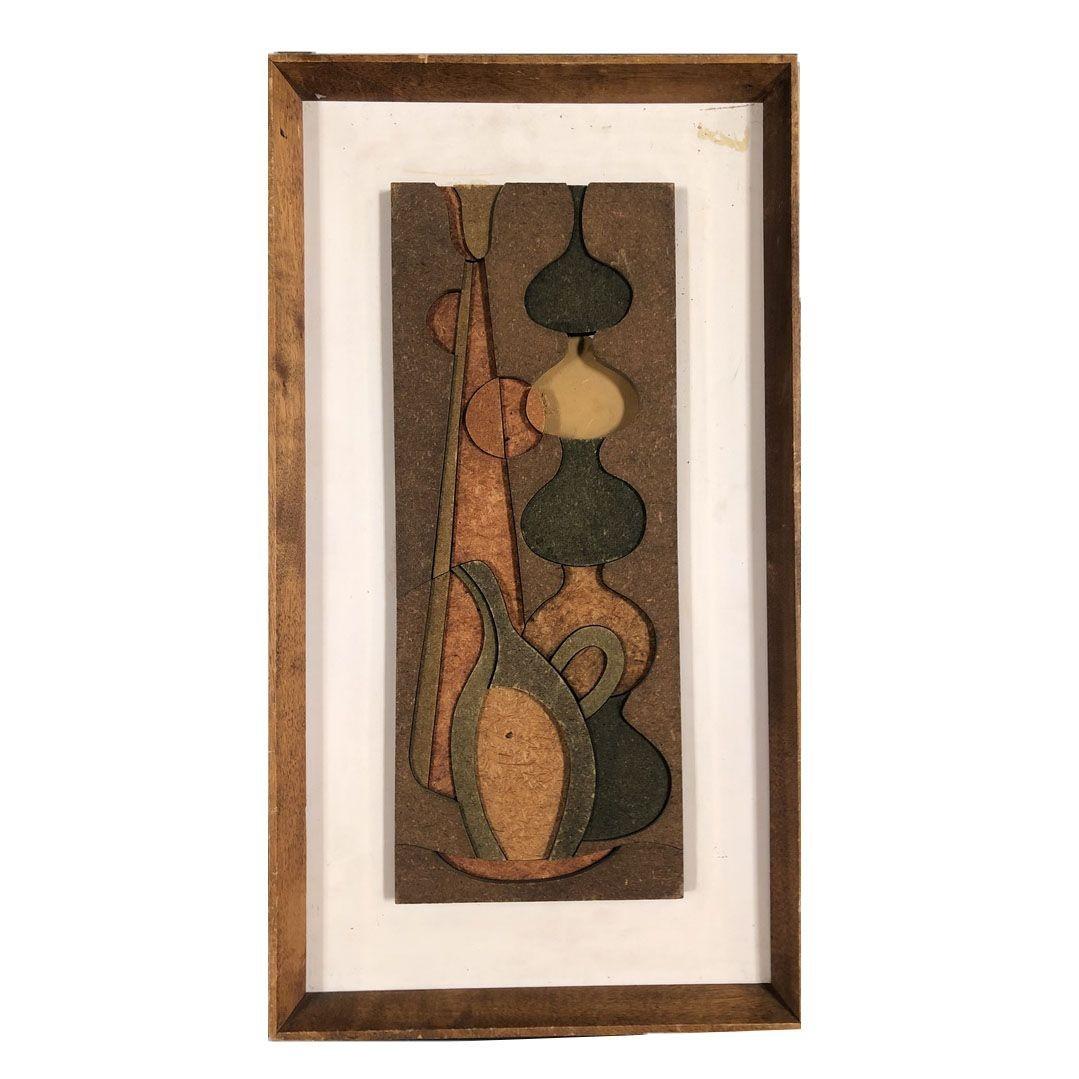 1950 Abstract Still Life 3D Fiberboard Art Wall Sculpture, Pair In Excellent Condition For Sale In Van Nuys, CA