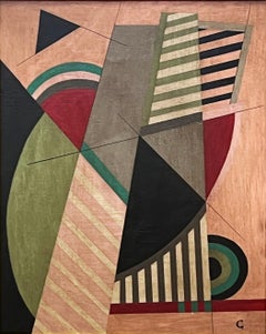 1950  Albert Eugene Gallatin Signed Abstract Oil Painting on Board