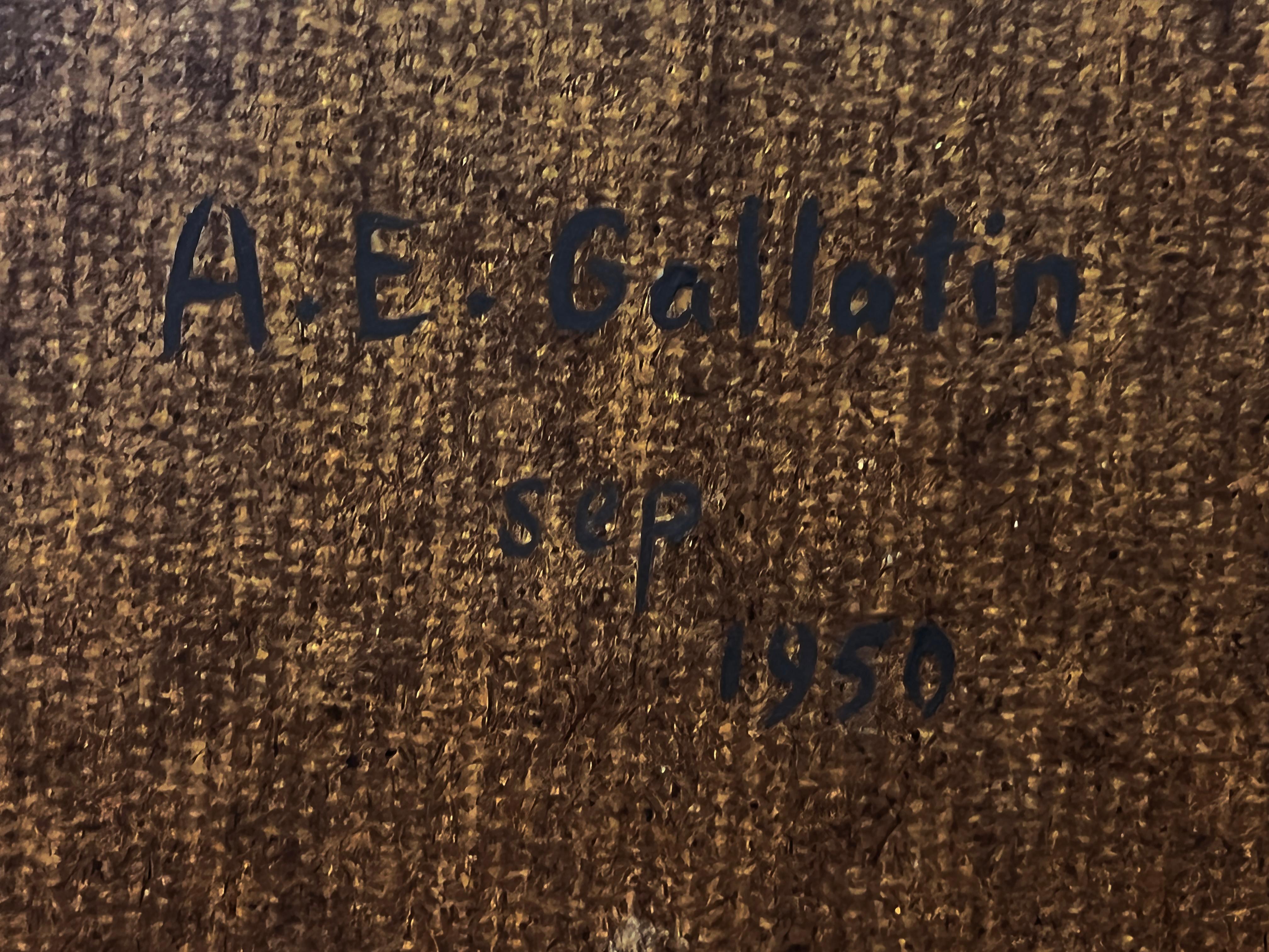 1950  Albert Eugene Gallatin, dipinto a olio astratto su tavola, firmato in vendita 1