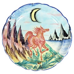 1950 Aligi Sassu MGA Albisola Italian Artist Paint Horse Ceramic Plate