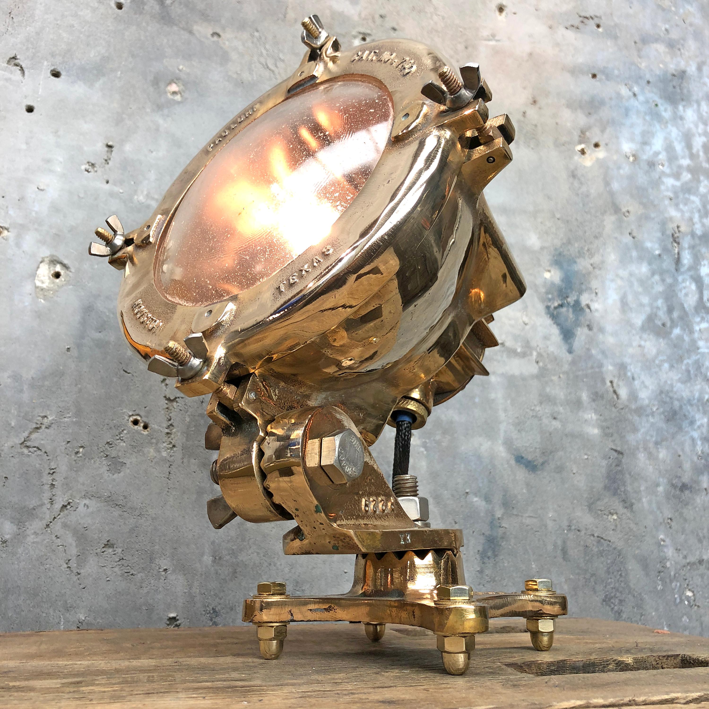 1950 American Industrial Cast Bronze Explosion Proof Table Lamp by Crouse Hinds 9