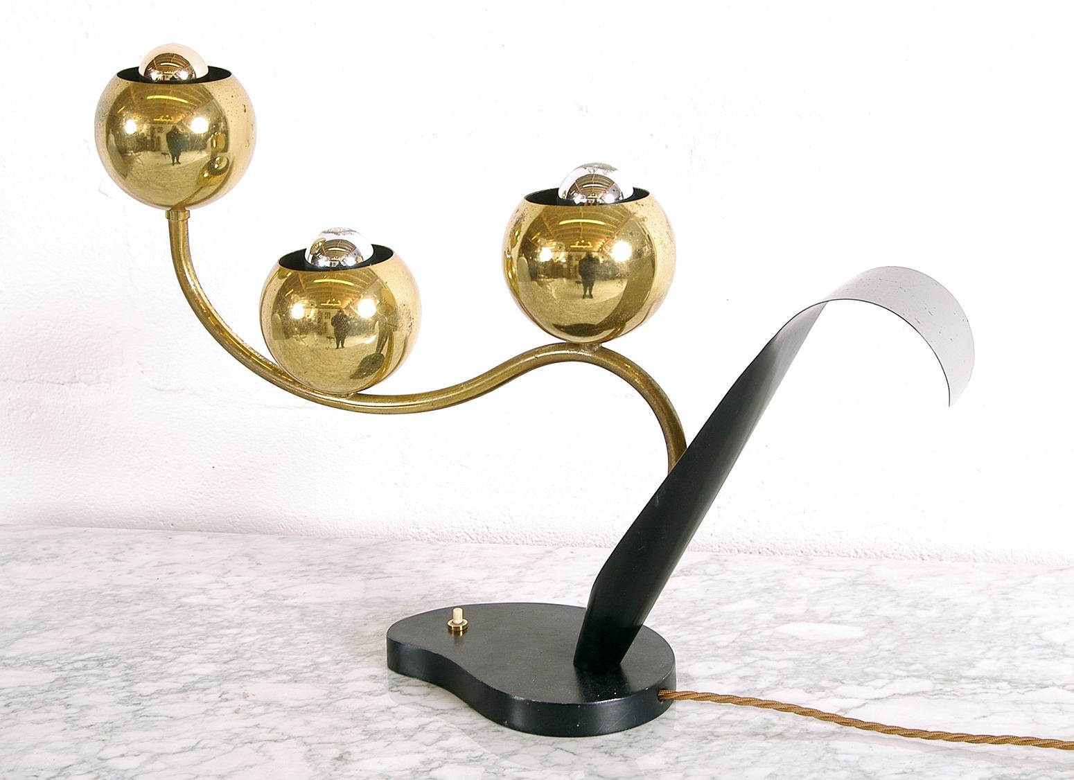 1950 American Mid-Century Modern Stylised Brass Flower Table Lamp Laurel Lamp Co 5