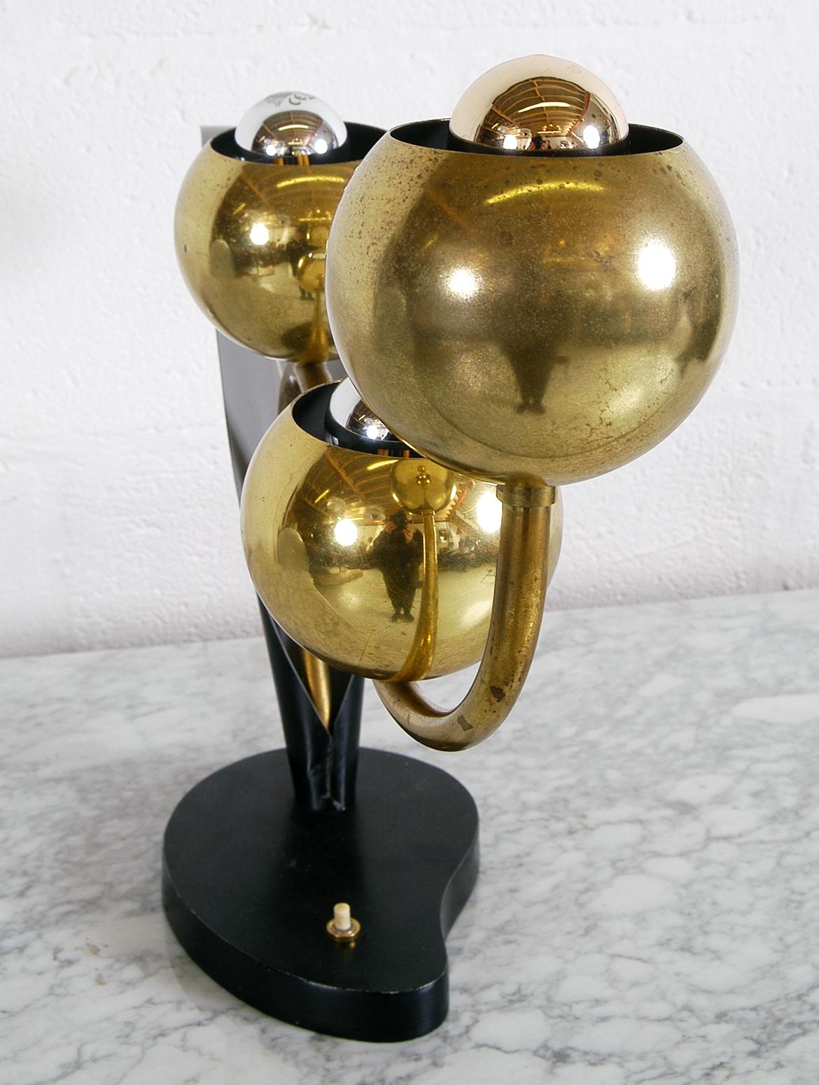 1950 American Mid-Century Modern Stylised Brass Flower Table Lamp Laurel Lamp Co 6