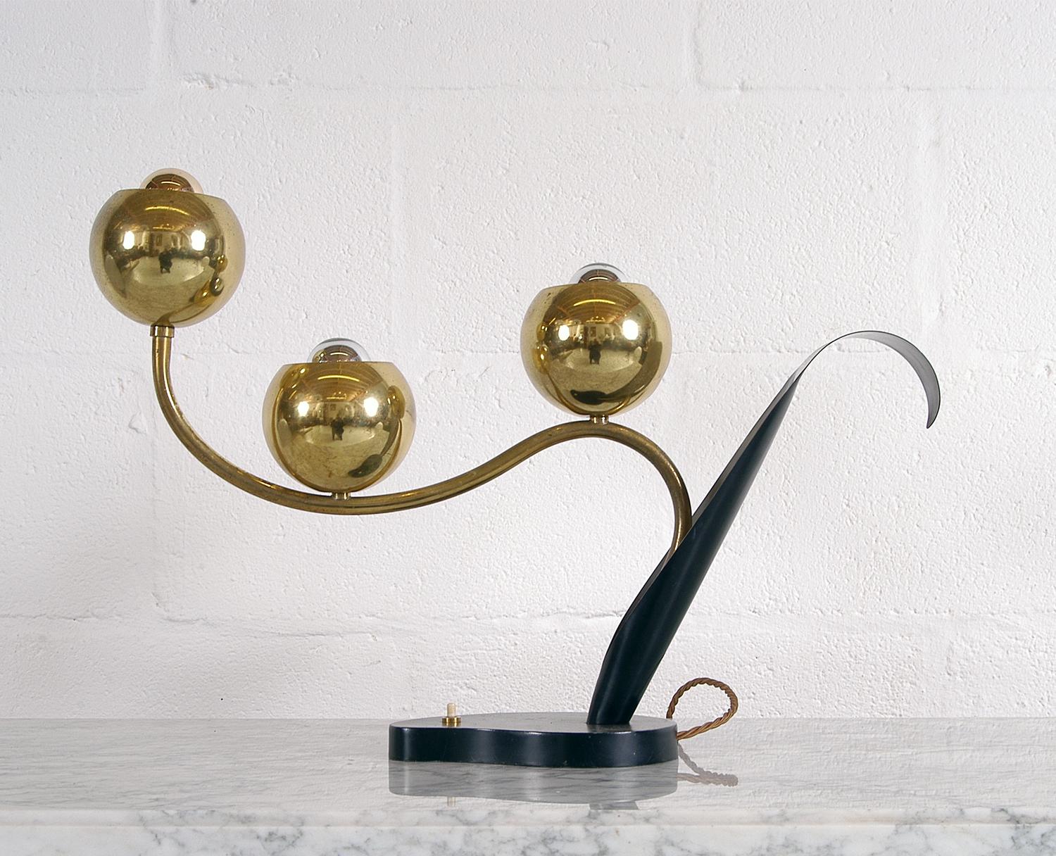1950 American Mid-Century Modern Stylised Brass Flower Table Lamp Laurel Lamp Co In Good Condition In Sherborne, Dorset