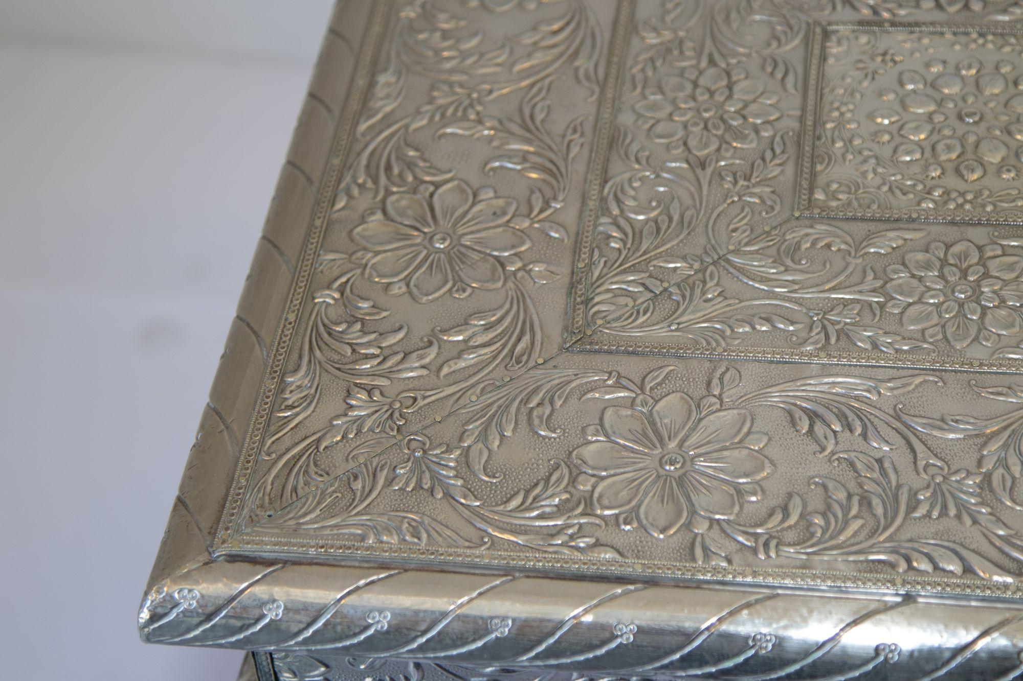 1950 Anglo-Indian Silver Wrapped Clad Side Low Table For Sale 1