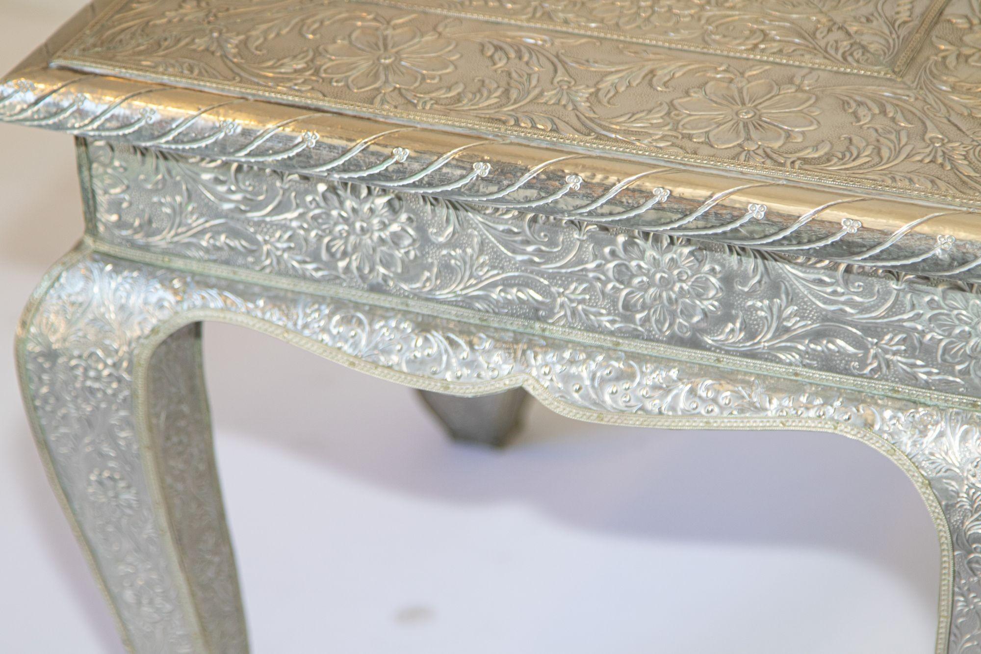 1950 Anglo-Indian Silver Wrapped Clad Side Low Table For Sale 7