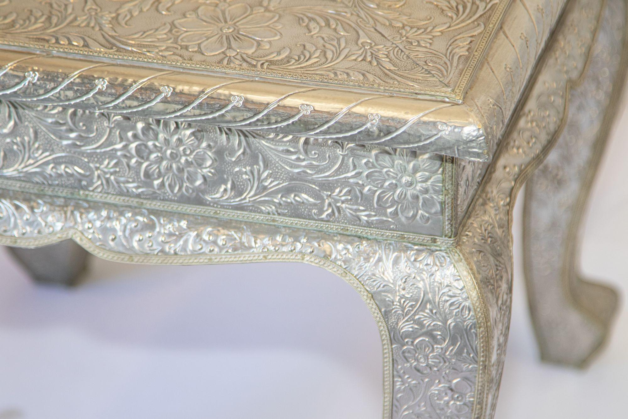 1950 Anglo-Indian Silver Wrapped Clad Side Low Table For Sale 9