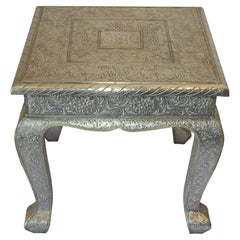 Vintage 1950 Anglo-Indian Silver Wrapped Clad Side Low Table