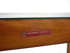 1950 Anonima Castelli Tavolino da caffè in vetro e legno di design italiano del MidCentury