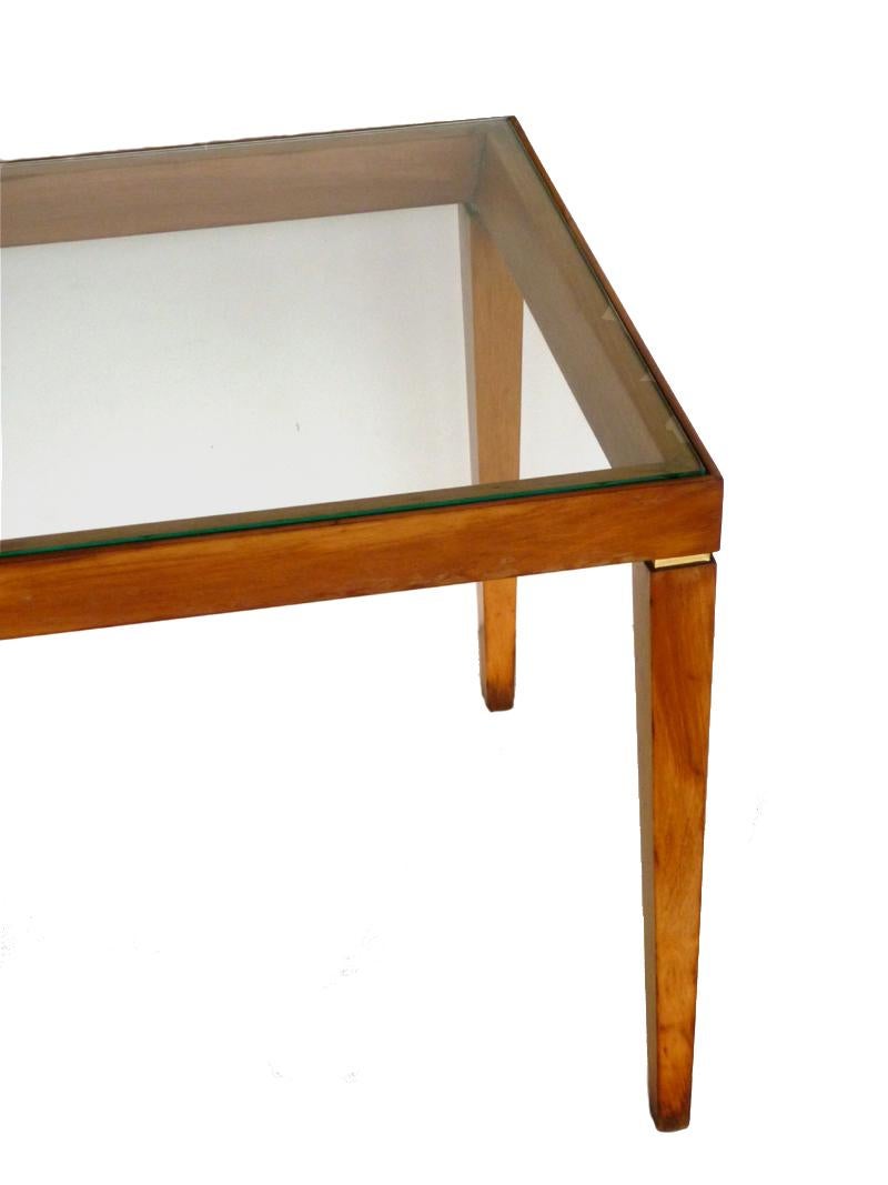1950 Anonima Castelli Italienischer MidCentury Design Glas Wood Couchtisch (Moderne der Mitte des Jahrhunderts) im Angebot