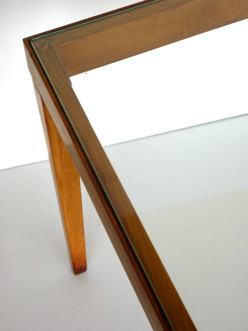 1950 Anonima Castelli Italienischer MidCentury Design Glas Wood Couchtisch im Zustand „Gut“ im Angebot in Brescia, IT
