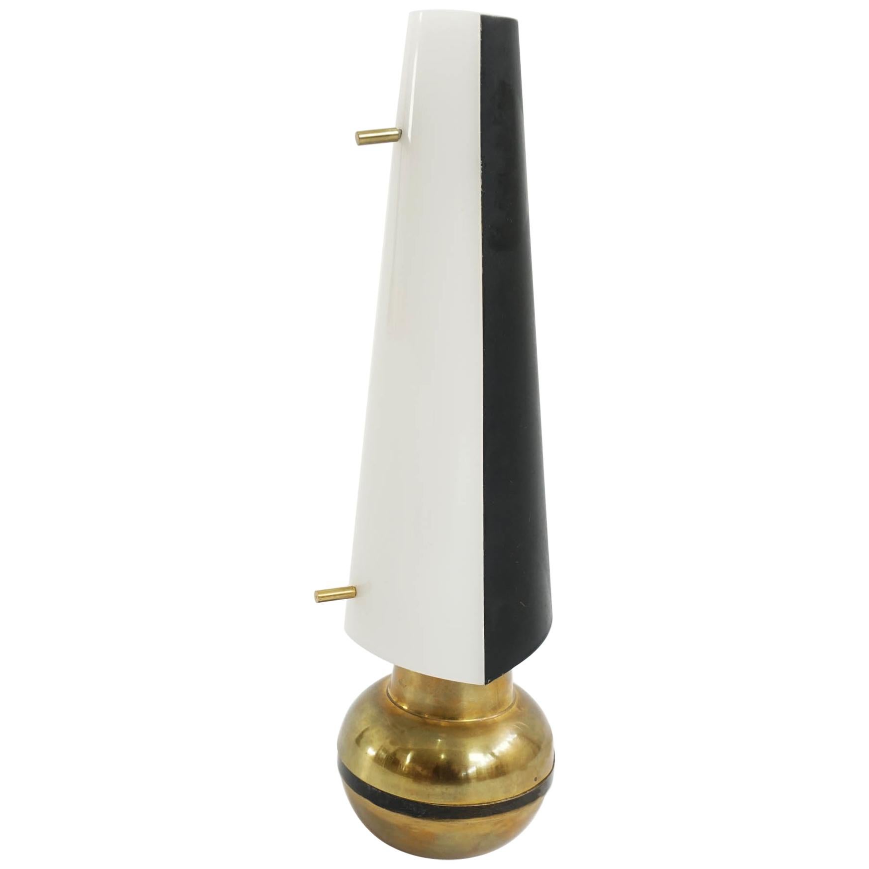 1950 Arredoluce Angelo Lelii Att. Black & White Brass Table Lamp Counterweight For Sale