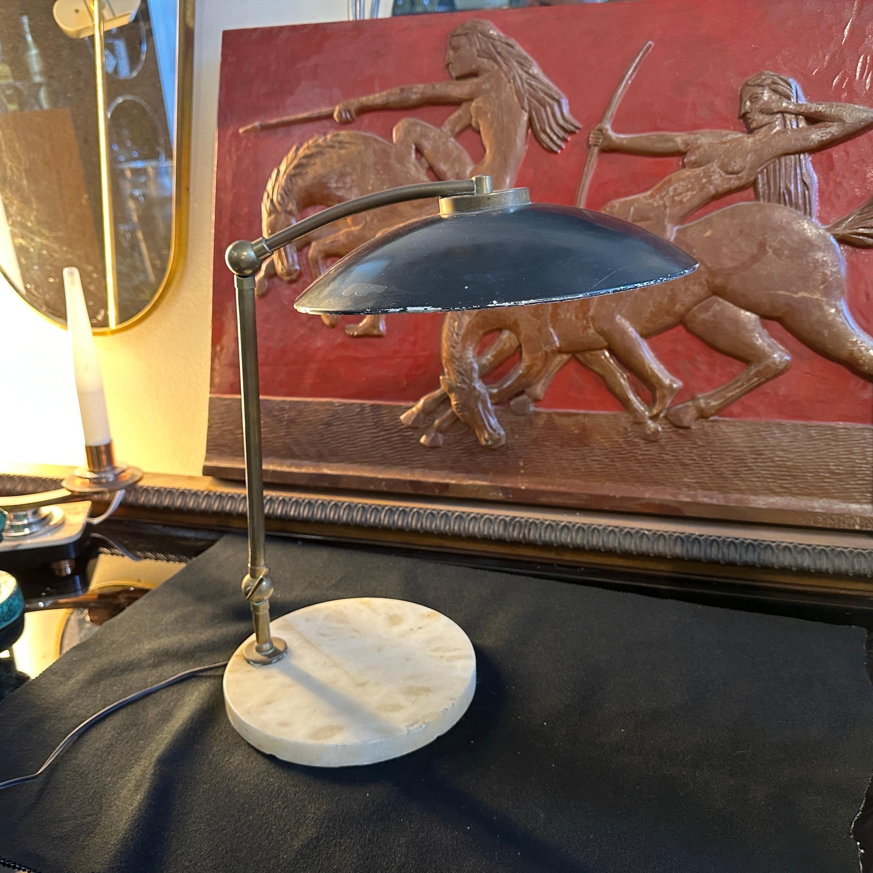 1950 Arredoluce Attributed Mid-Century Modern Brass and Marble Italian Desk Lamp For Sale 5