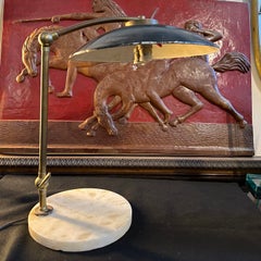 1950 Arredoluce Attributed Mid-Century Modern Brass and Marble Italian Desk Lamp