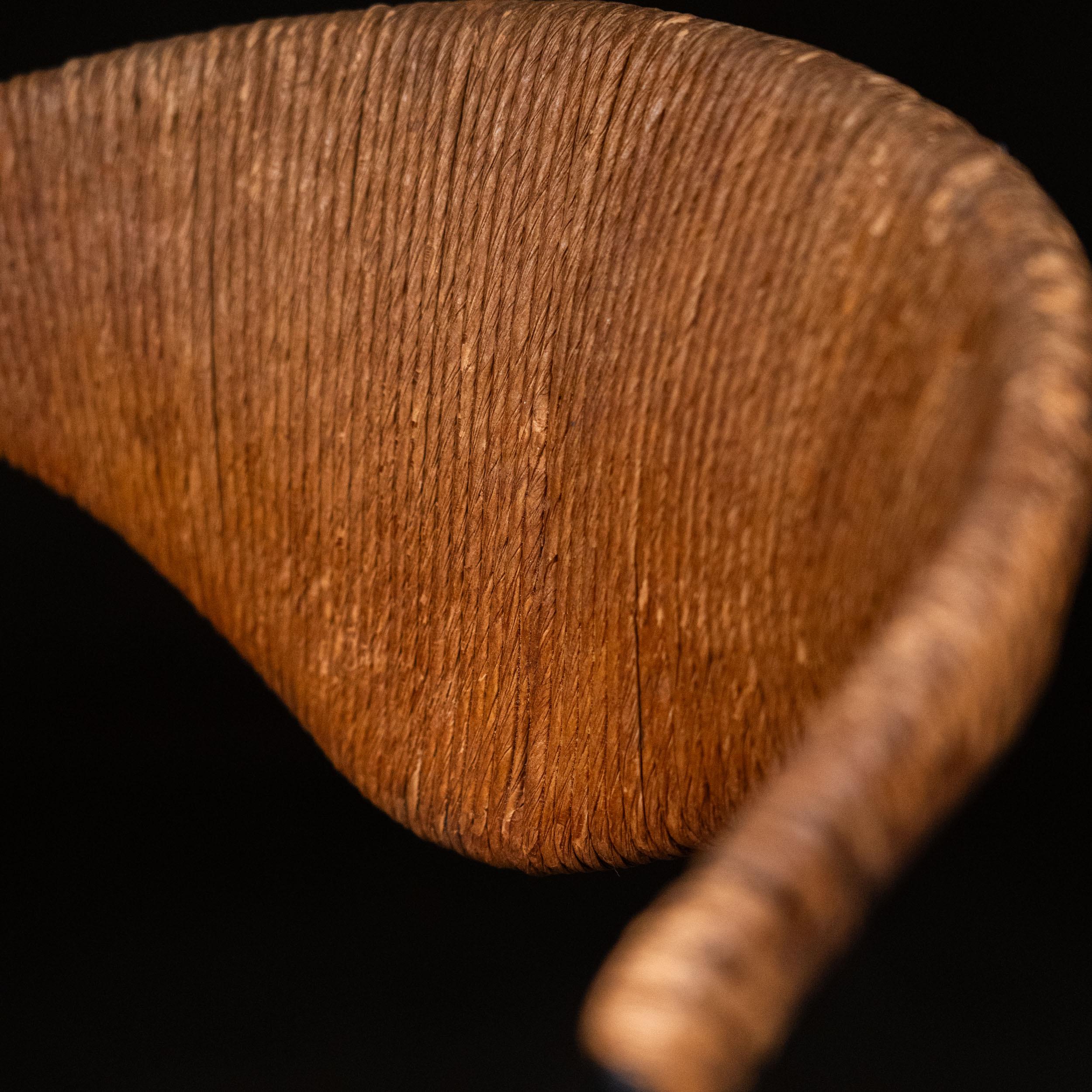 Vimini 1950 Arthur Umanoff Sgabello da banco in ferro e legno di vimini in vendita