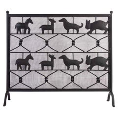 Retro 1950 Ateliers Marolles Fire Screen in Wrought Iron