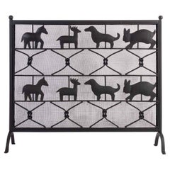 Vintage 1950 Ateliers Marolles Fire Screen in Wrought Iron