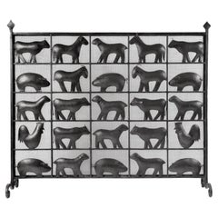 1950 Ateliers Marolles Fire Screen in Wrought Iron