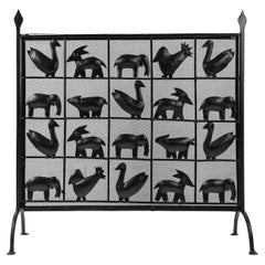 1950 Ateliers Marolles Fire Screen in Wrought Iron