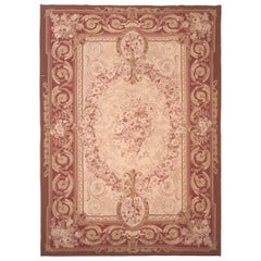 1950 Aubussom Rug or Carpet, French Style Hand-Knitted in Wool