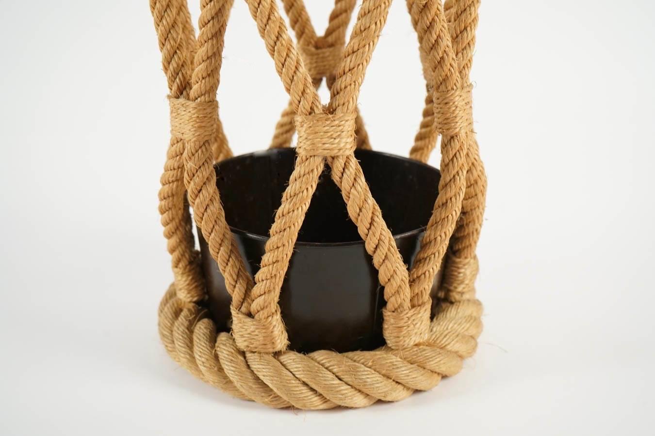 French 1950 Audoux & Minet Rope Umbrella Stand