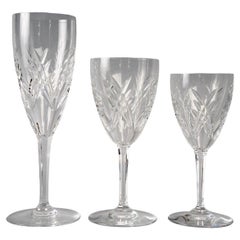 1950 Baccarat, Set of Glasses Auvergne Engraved Crystal, 36 Pieces