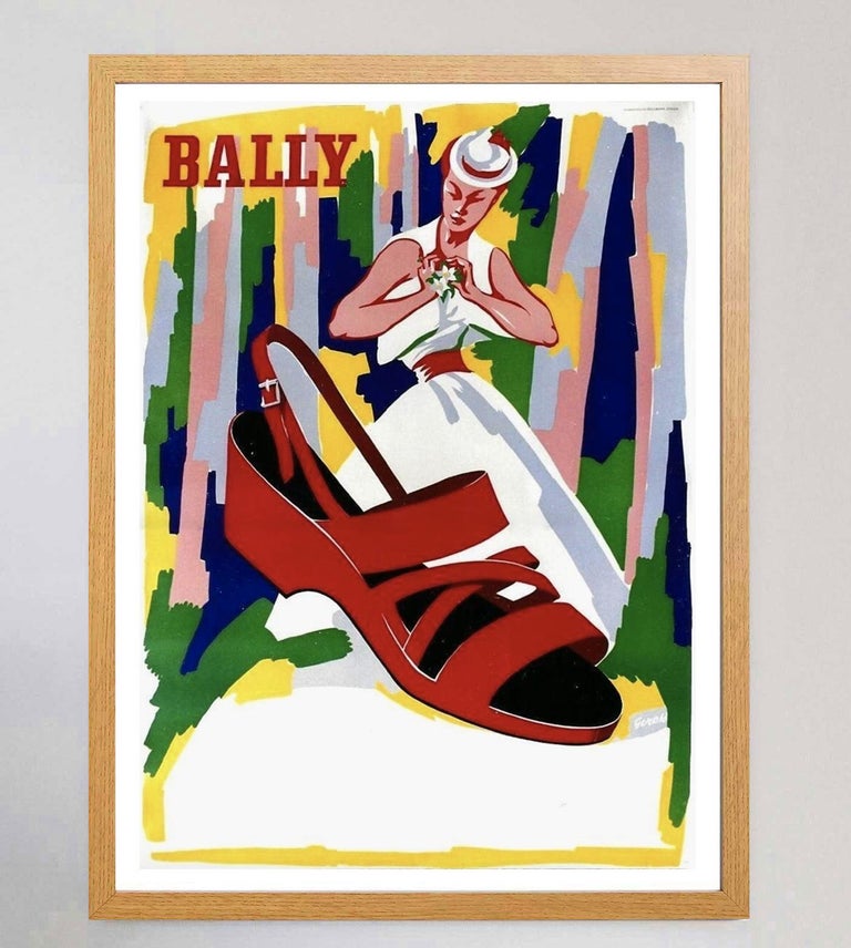 1950 Bally - Hunziker Original Vintage Poster For Sale at 1stDibs
