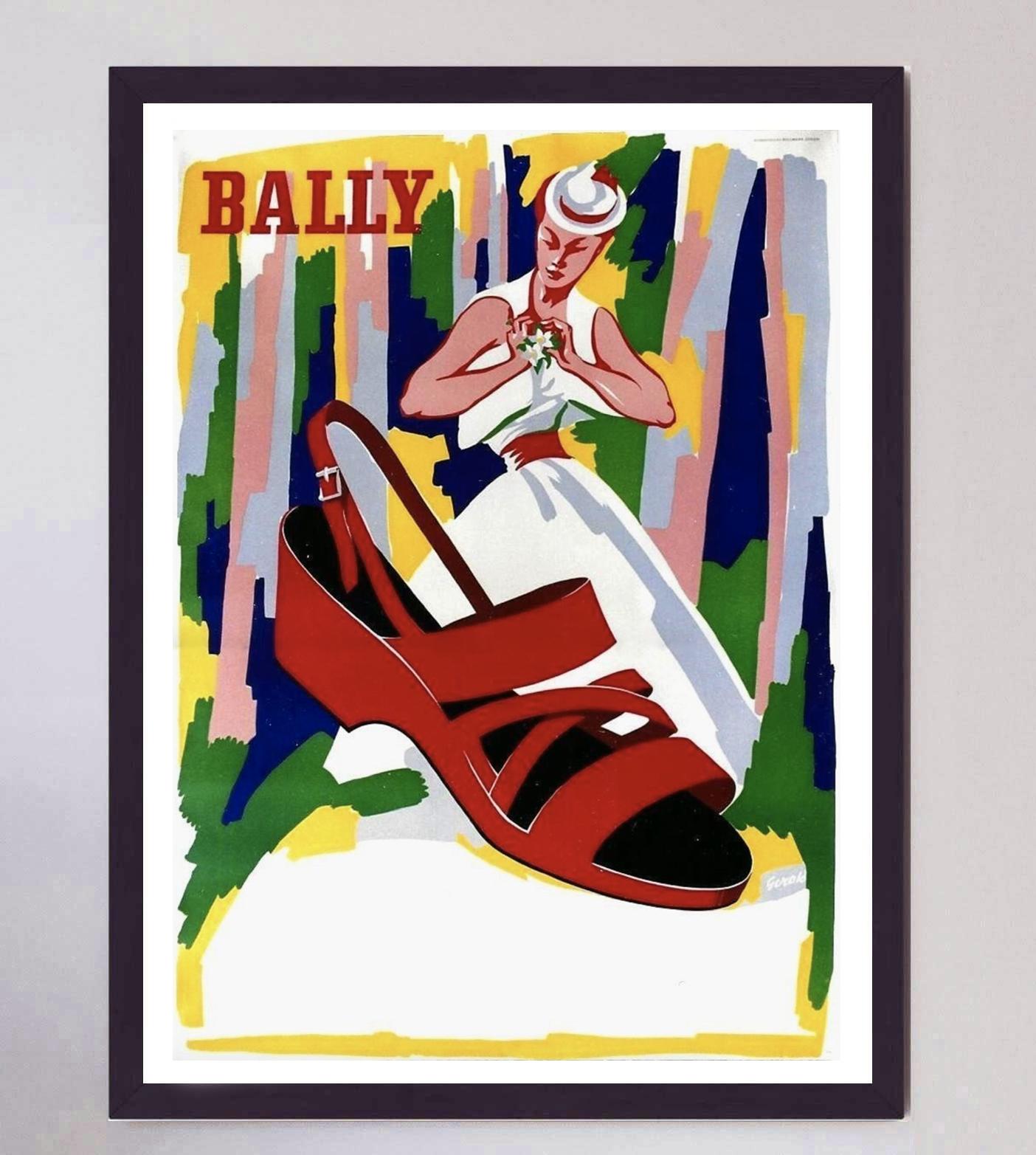 Mid-20th Century 1950 Bally - Hunziker Original Vintage Poster For Sale