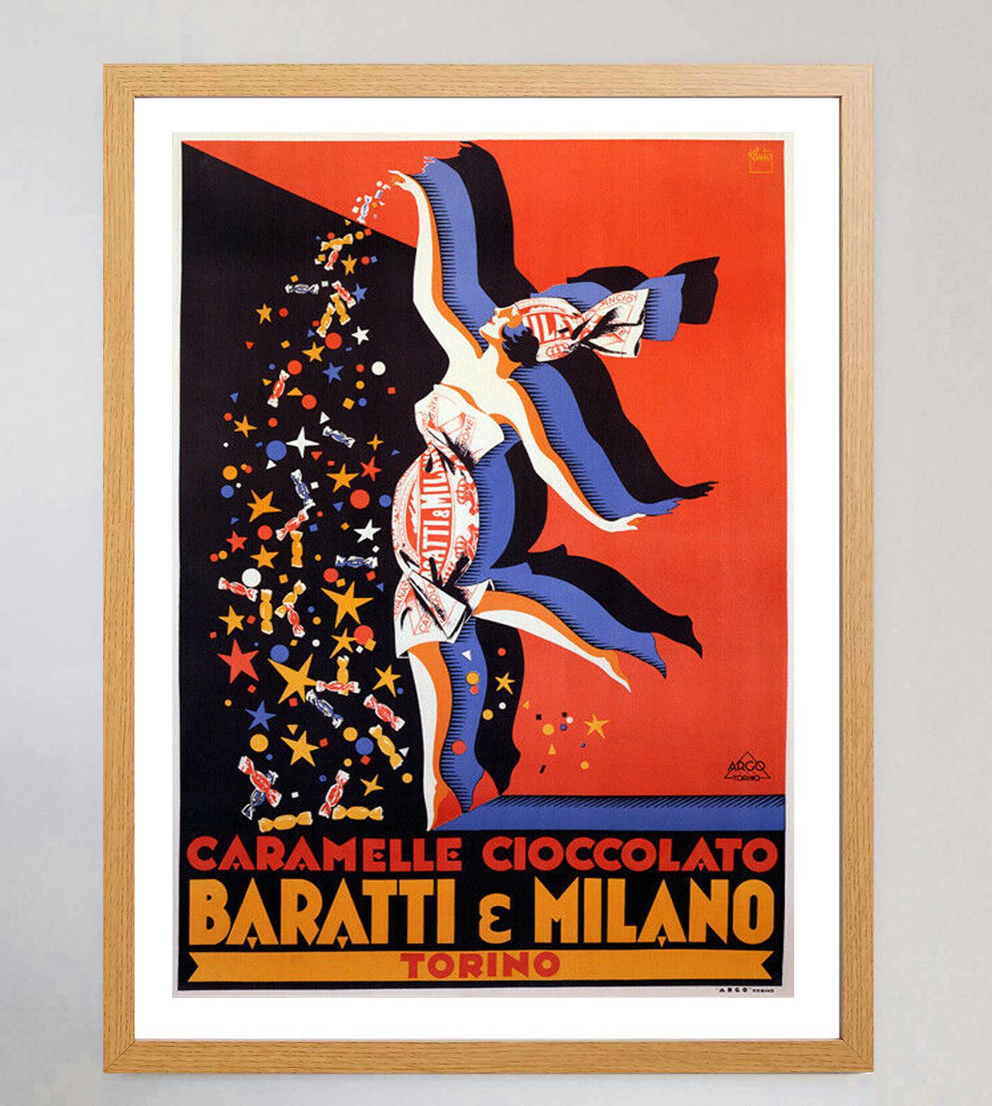 Art déco Affiche vintage d'origine Baratti e Milano Torino, 1950 en vente