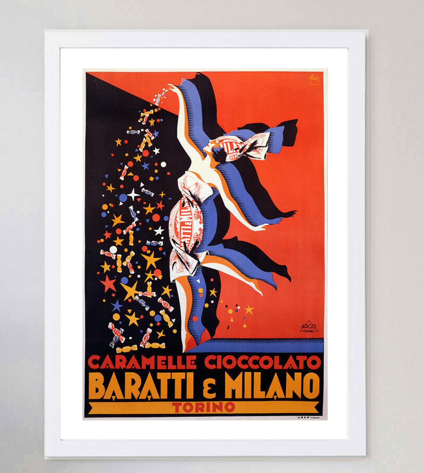 italien Affiche vintage d'origine Baratti e Milano Torino, 1950 en vente