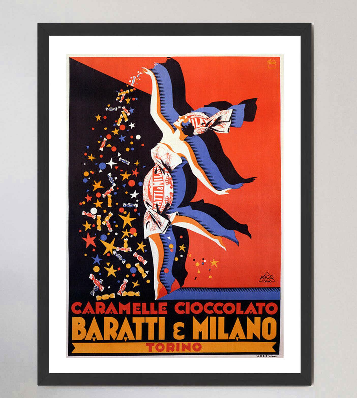 Affiche vintage d'origine Baratti e Milano Torino, 1950 Bon état - En vente à Winchester, GB